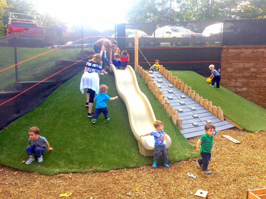 slide, climb and crossings (artificial grass Mounds)