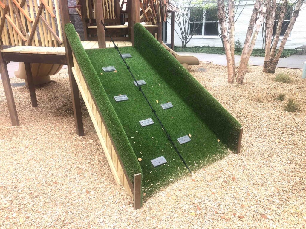 slide, climb and crossings (artificial grass Mounds)